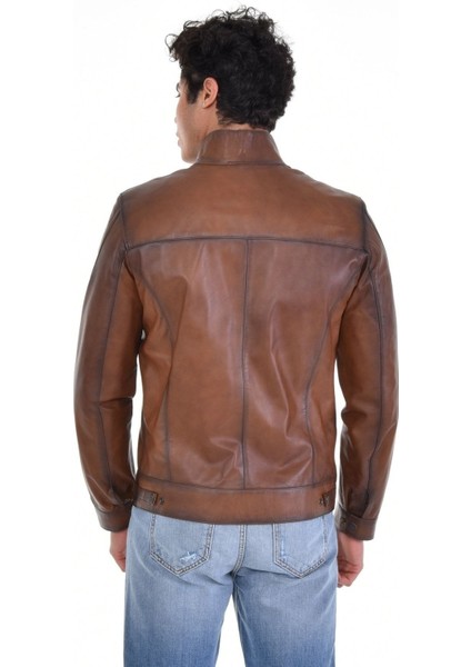 Hakiki Deri Kahverengi Hakim Yaka Erkek Deri Ceket modelleri