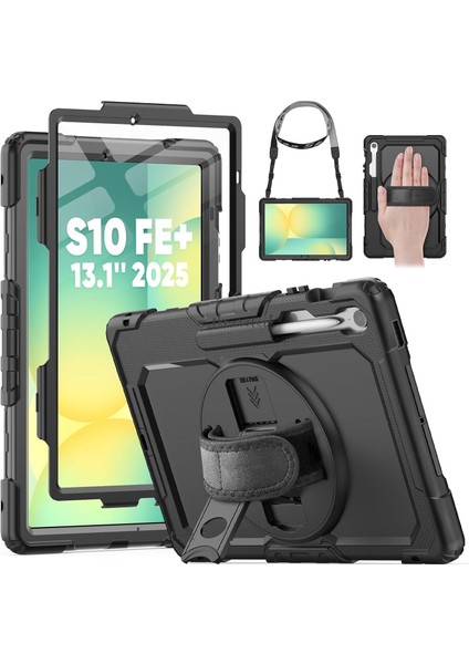Samsung Galaxy Tab S10 Fe Plus 13.1 Inç 2025 Tablet Kılıfı S Pen Kalem Bölmeli Koruyuculu Askılı Defender Zırh Kapak SM-X620 X626B Kılıf