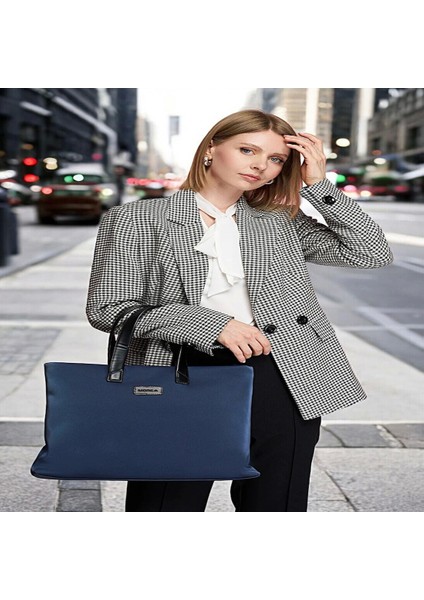 Kadın Casual Su Geçirmez 13-14 Inç Lacivert-Siyah Evrak Notebook Laptop Çantası