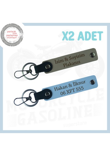 Kül Gri- Gök Mavisi, Gaz Avcısı Özel Plaka ve Isim Yazılı Motor 2'li Anahtarlık, Hediyelik