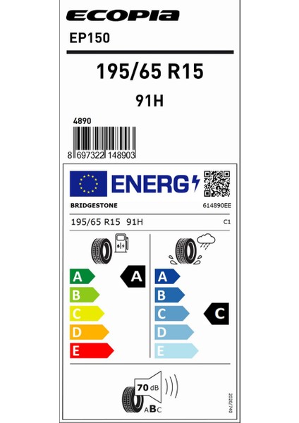195/65 R15 91H Ecopıa EP150 Oto Yaz Lastiği (Üretim Yılı:2025) fiyatları
