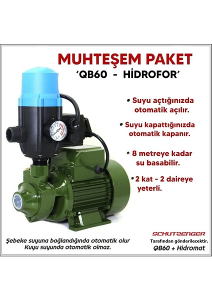 Hidrofor Otomatik Sistem Su Pompası QB60 0.5hp fiyatları