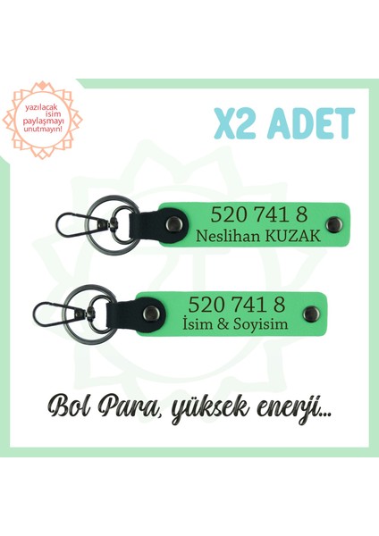 F. Yeşil, Kişisel Enerji Başarı Dolu Sevdiklerinize Hediye 520 741 8 Kodlu Isme Özel 2'li Anahtarlık