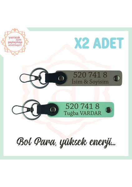 Kül Gri-Yeşil, Adınıza Özel Bolluk Getiren Hediyelik X2 Anahtarlık 520 741 8 Manevi Denge ve Enerji