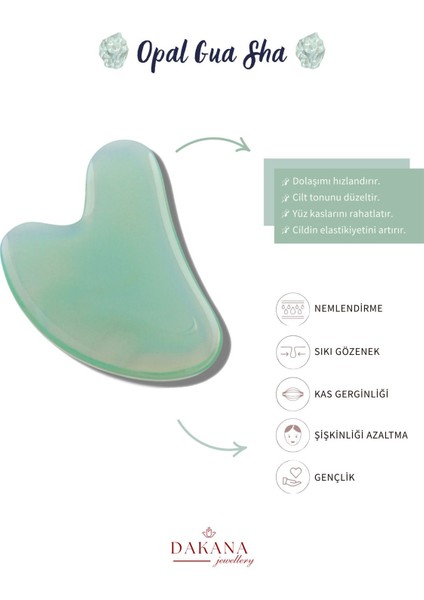 Mavi Opal Kalp Gua Sha Yüz Masaj Taşı, Sertifikalı, Doğal ve Şık Güzellik Aracı