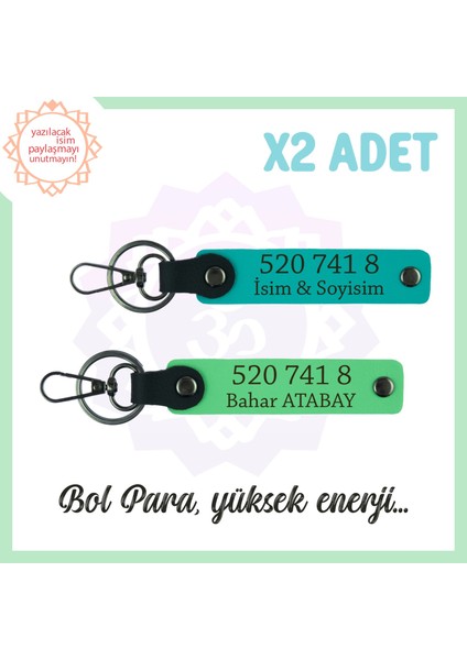 Koyu Turkuaz-Fıstık Yeşil, Kişisel X2 Anahtarlık, Enerji Manevi Huzur Sağlayan Özel Hediye 520 741 8