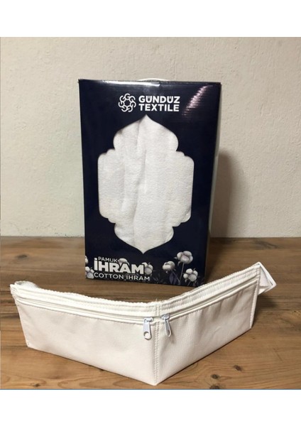 Tawlu Pamuklu Yetişkin Ihram Seti |cuzdanlı Kemer Hediyeli |100 x 220 | Organik | 2 Parça | Kutulu |