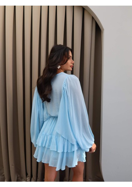 Kuşaklı Uzun Kol Fırfırlı Mini Elbise indirimleri