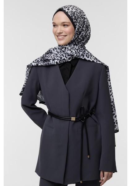 Daily Print Şal Black Leopard Desenli