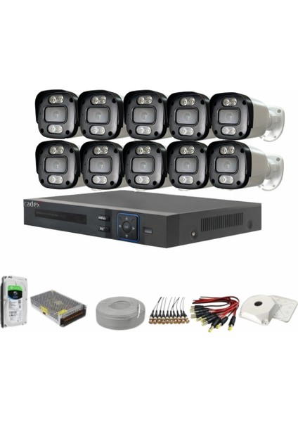 10'lu 2 Mp Ahd Kamera Seti- 3.6mm Full Color Serisi
