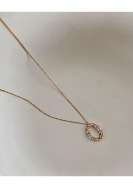 Minimal Oval Zirkon Taşlı Rose Kolye fiyatları