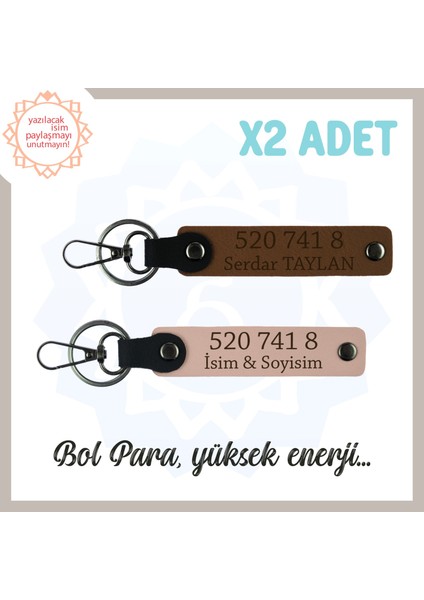 Yavru Ağzı-Açık Kahve, Size Özel Tasarım Isim Yazılı 520 741 8 Sayısıyla Denge ve Huzur Anahtarlığı