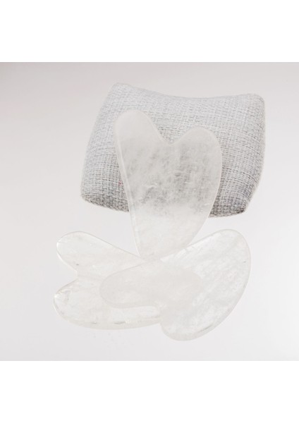 Pembe ve Kristal Kuvars Yüz Masaj Seti - Roller ve Gua Sha modelleri