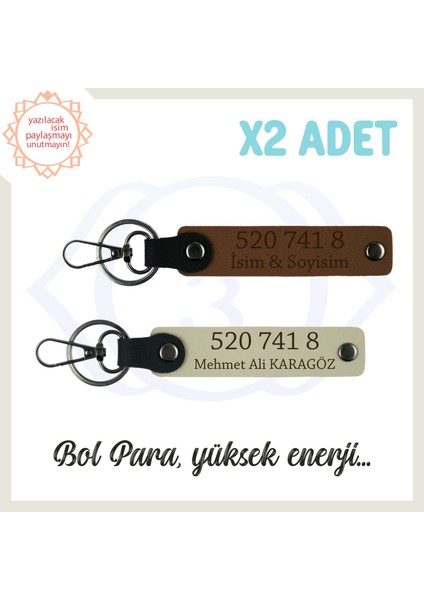 Açık Kahve-S Kahve, Isminize Özel Enerji Manevi Huzur, 520 741 8 Başarı ve Denge 2'li Anahtarlık Set
