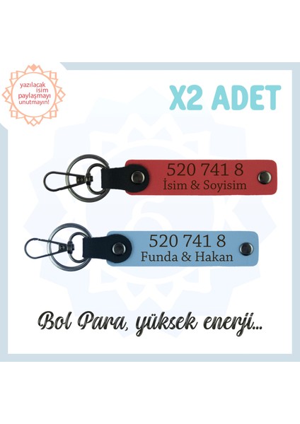 Nar Çiçeği-Gök Mavi, Isminiz Yazılı, 520 741 8 Bolluk ve Başarı Sayılı, Hediyelik 2'li Anahtarlık