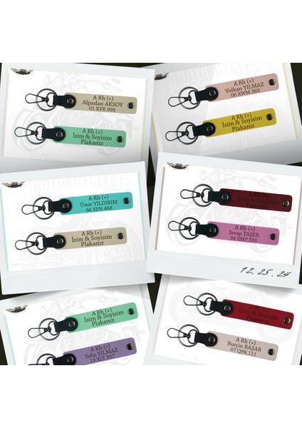 Motor Tutkunlarına Özel, Isim Plaka ve B Rh (+) Kan Grubu Yazılı X2 Anahtarlık, Nar Çiçeği-Pudra-Sk fiyatları