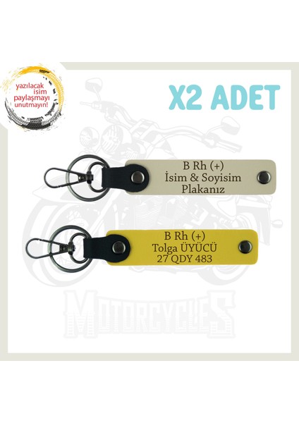 Sarı-S Kahve, Yol Arkadaşına Özel, Isim Plaka ve B Rh (+) Kan Grubu Yazılı Kişisel 2'li Anahtarlık