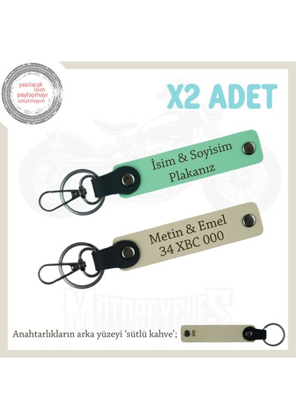 Kişiye Özel Plaka ve Isim Yazılı Ikili Anahtarlık – Tüm Araç Sahiplerine Uygun, Yeşil-S Kahve-Sk