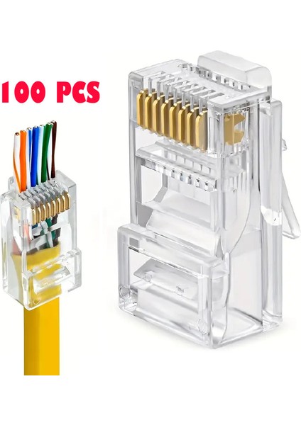 Yeni Nesil Açık Uçlu EZRJ45 Cat6 Konnektör Jack Delikli Soket (100 Adet)