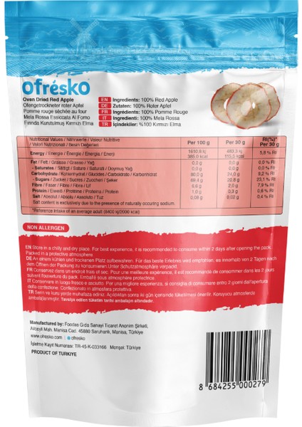 Kırmızı Elma Kuru Meyve Cipsi 3'lü Paket – İlave Şekersiz & Katkısız - Fırınlanarak Kurutulmuş Sağlıklı Atıştırmalık