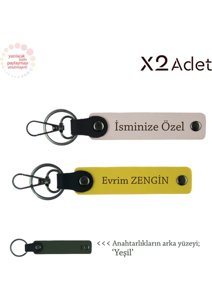 Yılbaşı Için Anlamlı Jest, Isimli 2’li Anahtarlık Takımı, Pudra-Sarı-Yeşil
