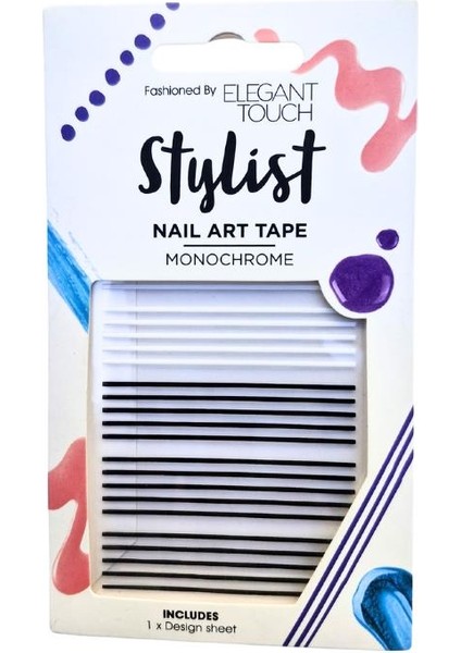 Touch Stylist Monochrome Nail Art Siyah-Beyaz Renkler Tırnak Şerit Bant Süsü