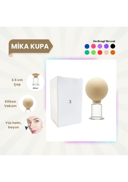 Renkli Silikon Vakumlu Mika Yüz Masaj Kupası No:3 Bej