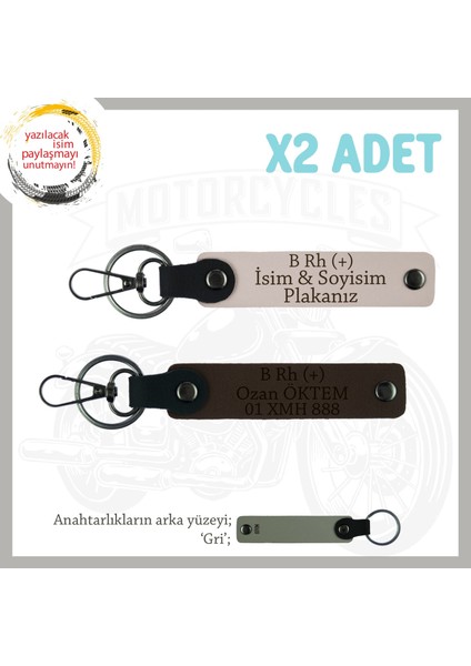 Motosiklet Severlere Özel Hediye, Isim Plaka, B Rh (+) Kan Grubu Yazılı Anahtarlık, Pudra-K Kahve-Gr