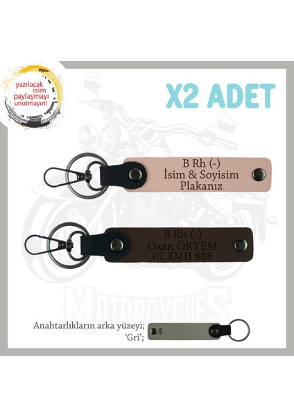 Hız Aşıkları Için Özel Isim Plaka, B- Kan Grubu Yazılı Hediyelik X2 Anahtarlık, Yavruağzı-K Kahve-Gr