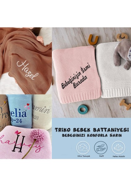 Kişiye Özel Triko Bebek Battaniyesi - %100 Pamuk, Yumuşak, Hediye ve Baby Shower Için Ideal modelleri