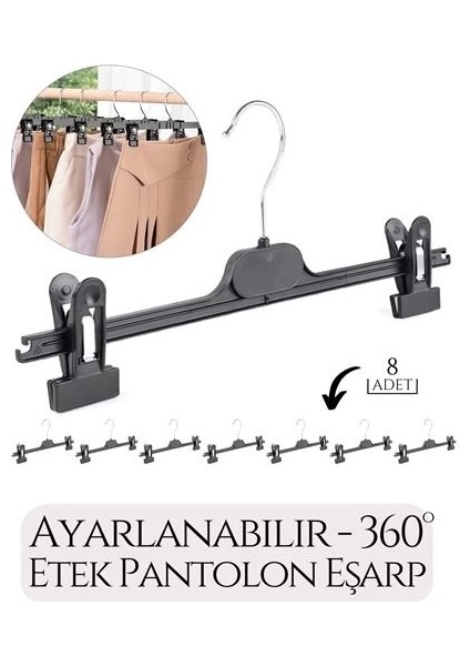 Etek Pantolon Eşarp Kıskaçlı Askı 8 Li Set fiyatları