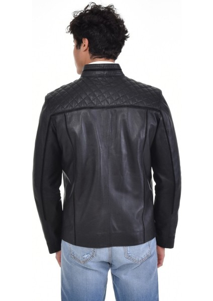 Hakiki Deri Siyah Erkek Deri Mont Omuzdan Baklava Desenli Dört Cepli Deri Ceket fiyatları