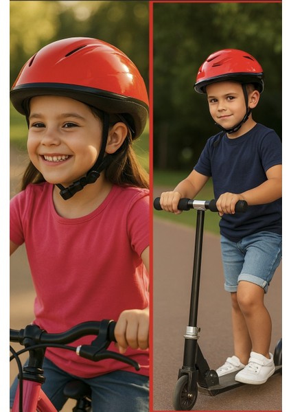 Bisiklet Paten Scooter Kullanımız Için Kırmızı Kask