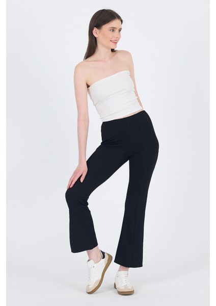 Siyah Yüksek Bel Ispanyol Paça Tayt 1001 modelleri