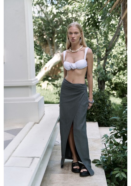 Fabriyonto Asimetrik Antrasit Uzun Etek fiyatları