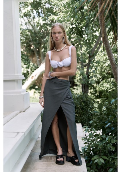 Fabriyonto Asimetrik Antrasit Uzun Etek indirimleri