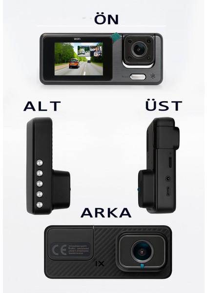 Q301 Wifi Destekli 3 Kameralı Araç Kamerası – Geri Görüş, Mobil Uygulama, Gece Görüşü, 1080P Full Hd Kayıt indirimleri