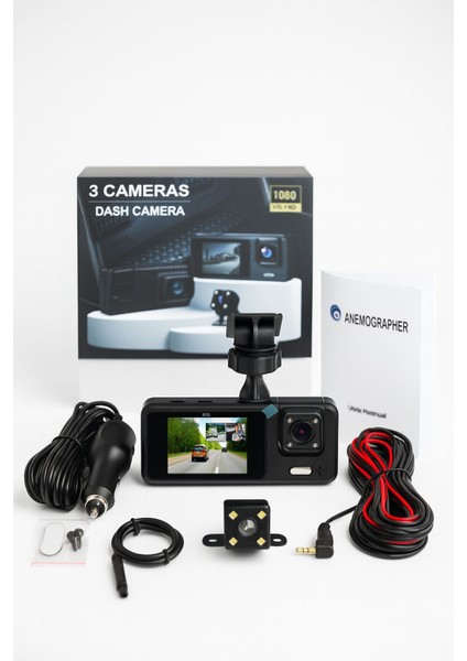 Q301 Wifi Destekli 3 Kameralı Araç Kamerası – Geri Görüş, Mobil Uygulama, Gece Görüşü, 1080P Full Hd Kayıt