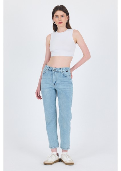 Buzkar Yüksek Bel Mom Fit Jean Pantolon 1050