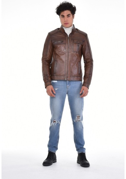 Hakiki Deri Kahverengi Oscar 5 Cepli Erkek Deri Ceket fiyatları