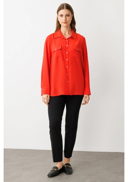 Kapak Cepli Düğmeli Gömlek