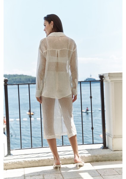 Sorcha Ekru Transparan Gömlek Etek Takım fırsatları