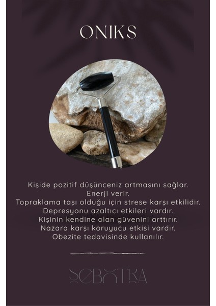 Doğal Oniks Taşlı Çift Taraflı Gümüş Yüz Masaj Aleti fiyatları