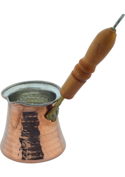 Ludıa Ahşap Saplı El Yapımı Dövme Bakır Cezve No3 Kahve Cezvesi