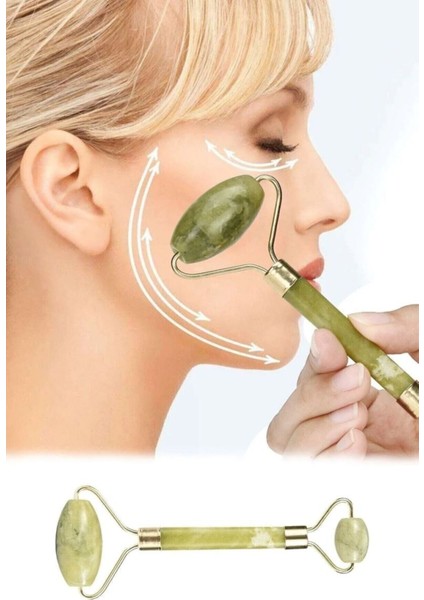 Iki Parçalı Yeşim Taşı Yüz Masaj Aleti, Doğal ve Sağlıklı Cilt Bakımı