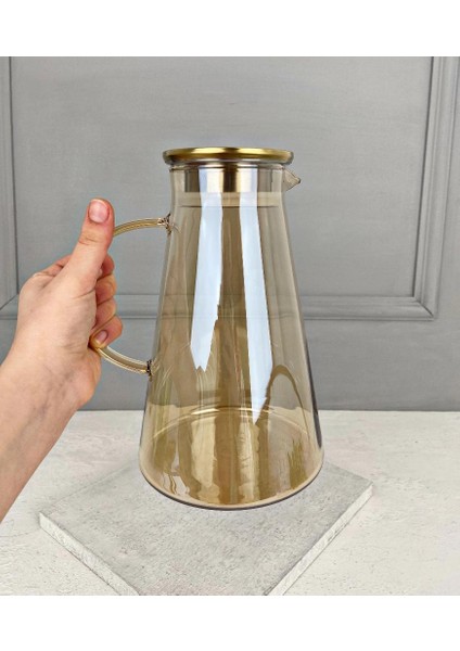 Metal Kapaklı Lüks Borosilikat Cam Sürahi Gold 1.9 Litre fiyatları