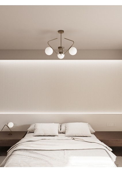 Lunor Cam Küre Başlıklı Modern 5'li Avize – Salon ve Oturma Odası Için