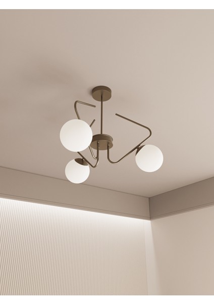 Lunor Cam Küre Başlıklı Modern 5'li Avize – Salon ve Oturma Odası Için