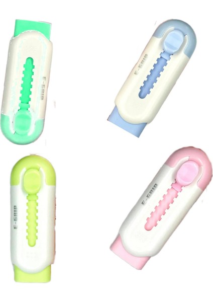 E-Grip Yumuşak Silgi Sürgülü Açılır -Kapanır Pastel Renkler 4 Adet