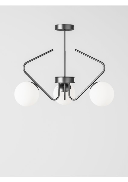 Lunor Cam Küre Başlıklı Modern 5'li Avize – Salon ve Oturma Odası Için
